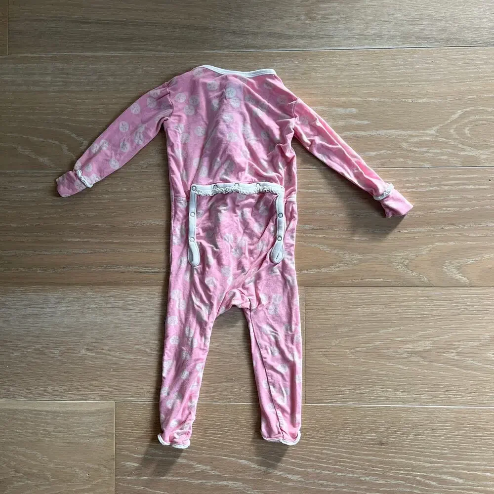 KicKee Pants Lotus Sand Dollar Muffin Ruffle Coverall w/Zipper Pink 9-12 mo